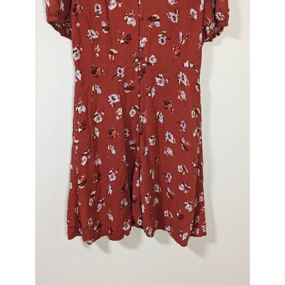 Universal Thread Orange Floral Button-Up Dress - Size Small - Picture 3 of 8